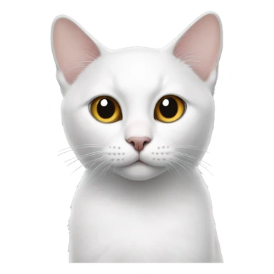 white cat with black spot next to right ear sticker