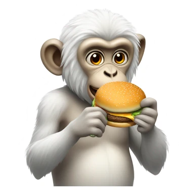 White monkey eating a burger sticker