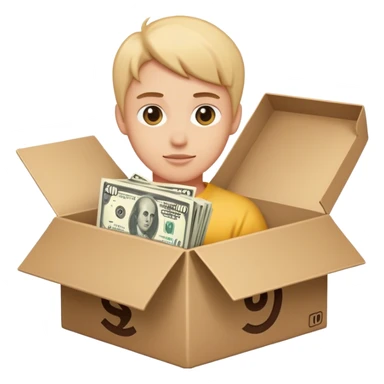 box with "100$" on her sticker