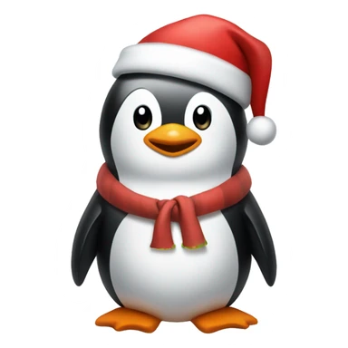 penguin with santa hat sticker