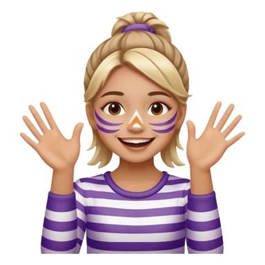 A cheerful girl with face paint stripes, clapping her hands with joy. sticker