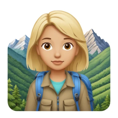 girl backpacking, travelling mountains background sticker