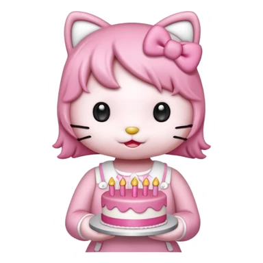 cute hello kitty with birthday cake sticker