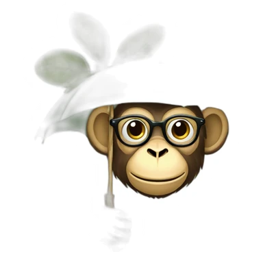 Monkey with grren eyes and glasses and umbrella on tree sticker