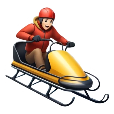 An icon featuring a sleek sled speeding down a snowy hill, with a snowy landscape and pine trees in the background. The motion lines and slight snow spray emphasize the thrill of the ride. Transparent background highlights the excitement and fun of sledding. sticker