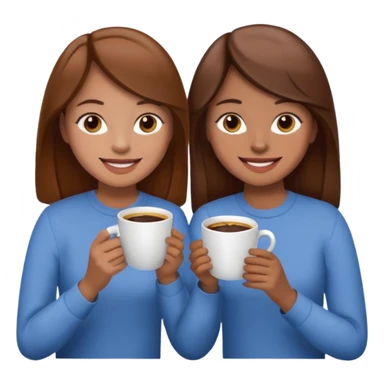 sisters drinking coffee brown hair sticker