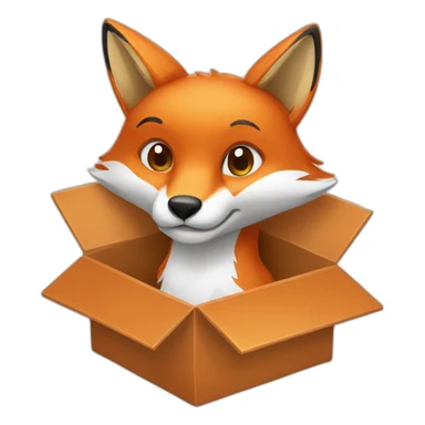 fox in cartoon box sticker