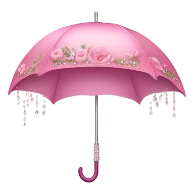 pink umbrella with flower detail and crystals sticker