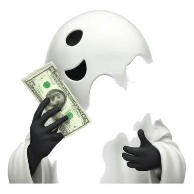 Gost holding money sticker