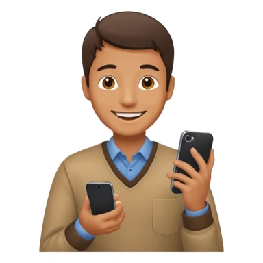 a man using  mobile phone sticker