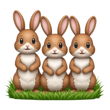 3 Bunny's standing in grass field happy looking foward sticker