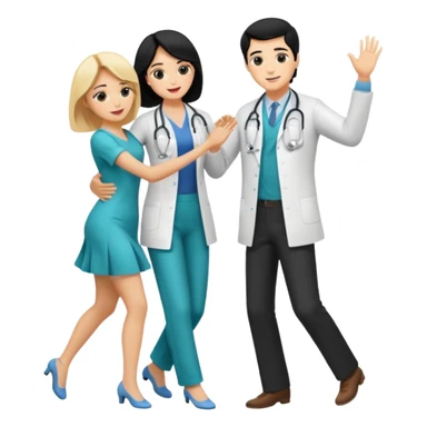 couple dancing full body a doctor black hair  woman blonde sticker