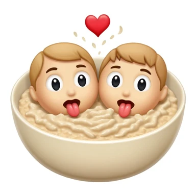 two bowls of oatmeal with tongues on the bowl that are kissing  sticker