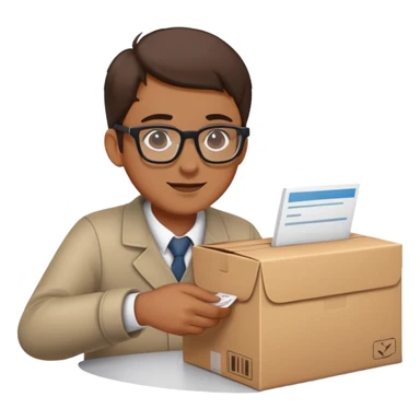 person picking up a package or order at a counter sticker