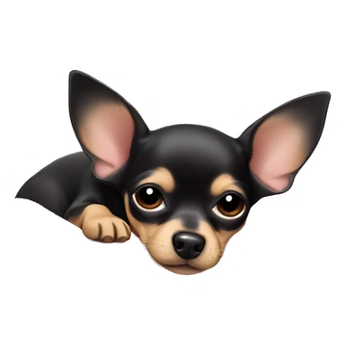 black & tan chihuahua puppy sleeping with a pink blanket  sticker