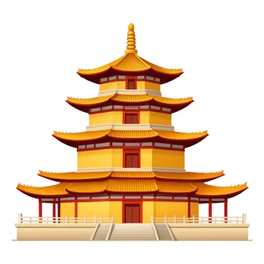 Giant Wild Goose Pagoda Xi'an, simplified emoji style with bold outlines and bright colors, cartoon style tall ancient Buddhist pagoda sticker