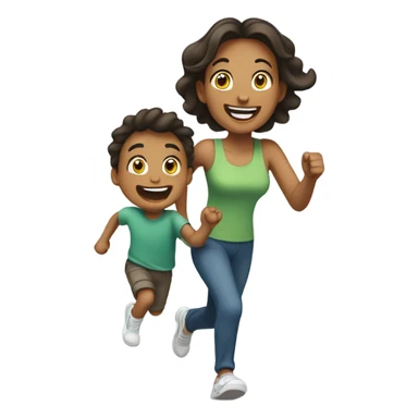 Mom and son running sticker