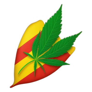 Leaf of cannabis colored as flag of Spain sticker