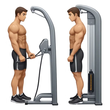 side-view man standing cable-machine tricep-pushdown sticker