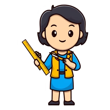 full body mad female teacher with ruler sticker