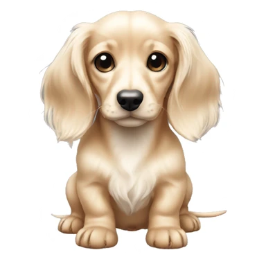 mini long haired puppy dachshund cream white colors foolish sticker