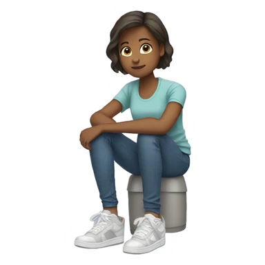 girl sitting in sneakers solo sticker
