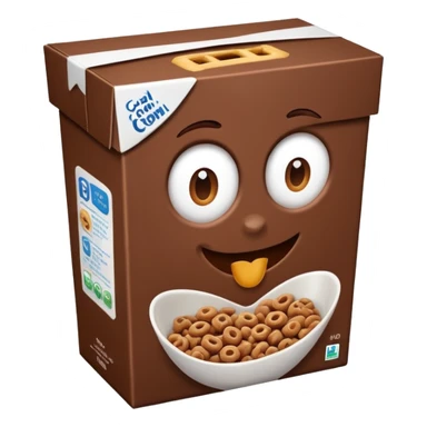 brown chocolate cereal box with no face sticker