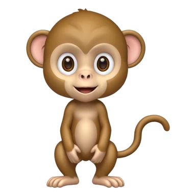 Cute 2.5D shading Graphics. Front View Standing Monkey. sticker