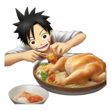 Luffy entrain de manger du poulet a wano sticker