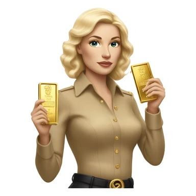 Blonde Ralph lauren women working holding gold bars  sticker