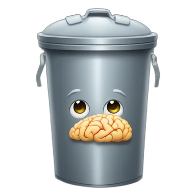 a trashcan with brain on top sticker
