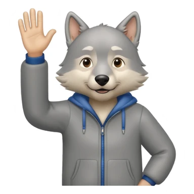 grandpawolf wholebody standing and waving his hand sticker