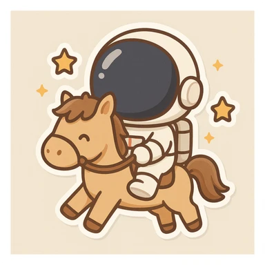 astronaut on horseback with stars in background sticker