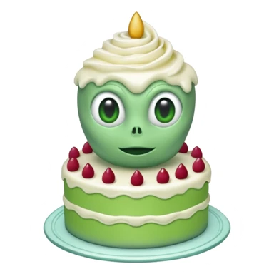 alien holding a cake sticker
