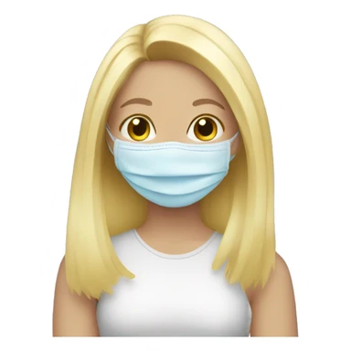 Blonde girl with face mask sticker