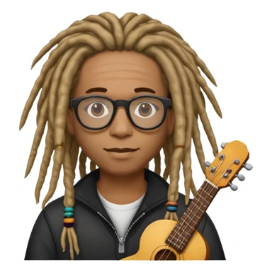 Musician with dreadlocks and glassses sticker