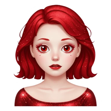 red glitter girl with eyes lying on the floor sticker