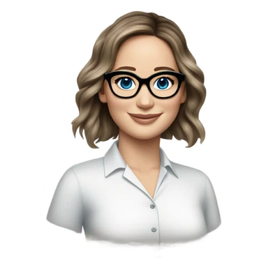 Photo of Brunette Jennifer Lawrence wearing black glasses and blue eyes happy  sticker
