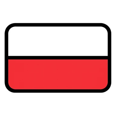 flag of Poland, simple, two horizontal bands, white on top, red on bottom, clear and sharp icon style sticker