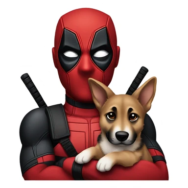 Deadpool holding German shepherd puppy sticker