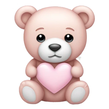 Light pink teddy bear with white heart sticker