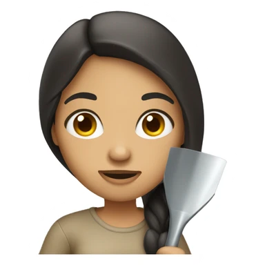 Beige Women with long dark hair holding shovel sticker
