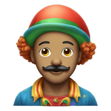 serene boy with mustache wearing a clown hat sticker