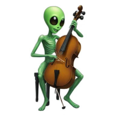 An Alien play Cello sticker