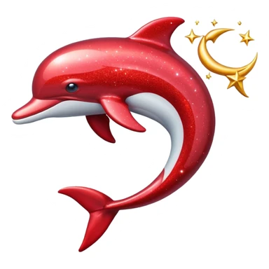 red glitter dolphin sticker