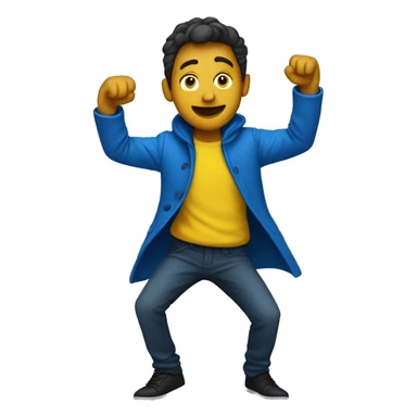 HALF BODY GUY WITH BLUE COAT AND YELLOW INNER SHIRT SHOWING HIS DANCE MOVES sticker