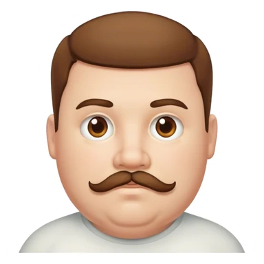 Fat white boy, short brown hair, shaved beard and mustache sticker