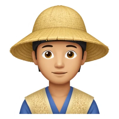 Asian guy with a rice hat sticker