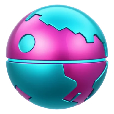 Futuristic Silvery cyber planet with glowing cyan and magentea sticker