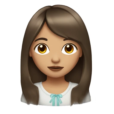Girl with straight brown hair with curtain bangs and light skin  sticker